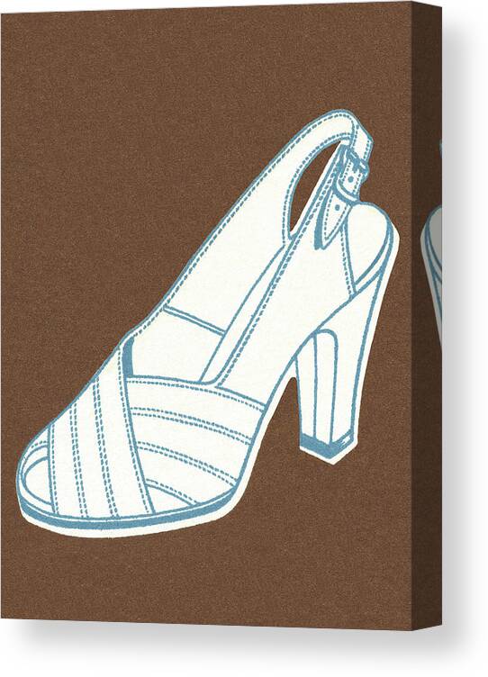 Brown Background Canvas Print featuring the drawing Woman's Shoe by CSA Images