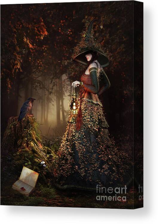 Wood Witch Canvas Print featuring the digital art Wood Witch by Shanina Conway