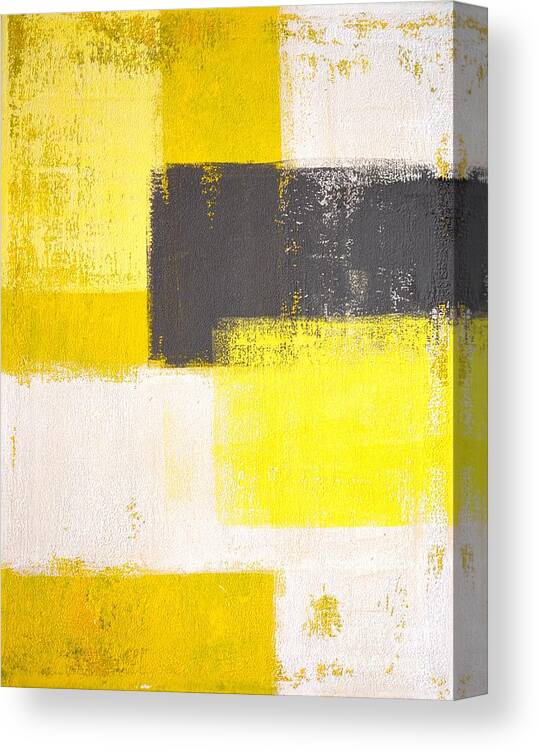 Art Canvas Print featuring the photograph Yellow And Grey Abstract Art Painting by T30 Gallery