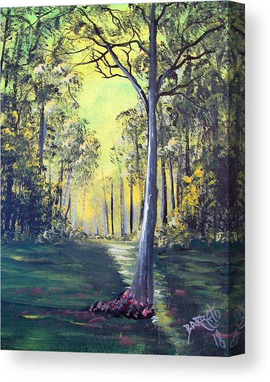 Yelow Forest Canvas Print featuring the painting Yellow Forrest by Gloria E Barreto-Rodriguez