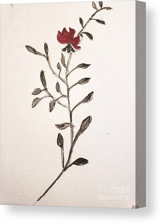Love Canvas Print featuring the painting A Single Rose #1 by Margaret Welsh Willowsilk
