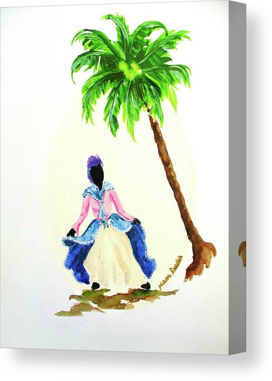 Caribbean Dancer Canvas Print featuring the painting Dancer 1 #1 by Karin Dawn Kelshall- Best