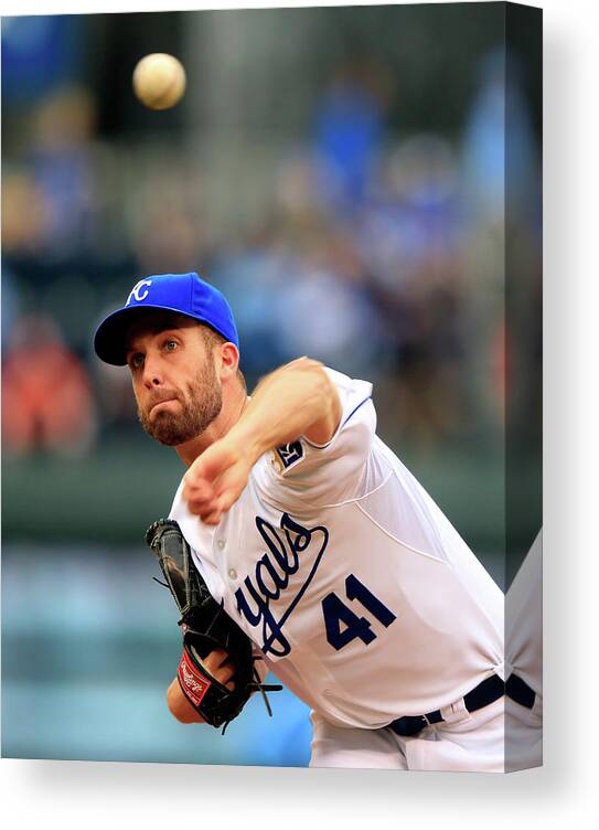 American League Baseball Canvas Print featuring the photograph Danny Duffy by Jamie Squire