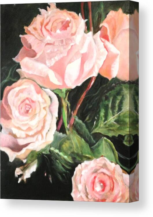 Pink Roses Canvas Print featuring the painting Elegant Dancer by Juliette Becker