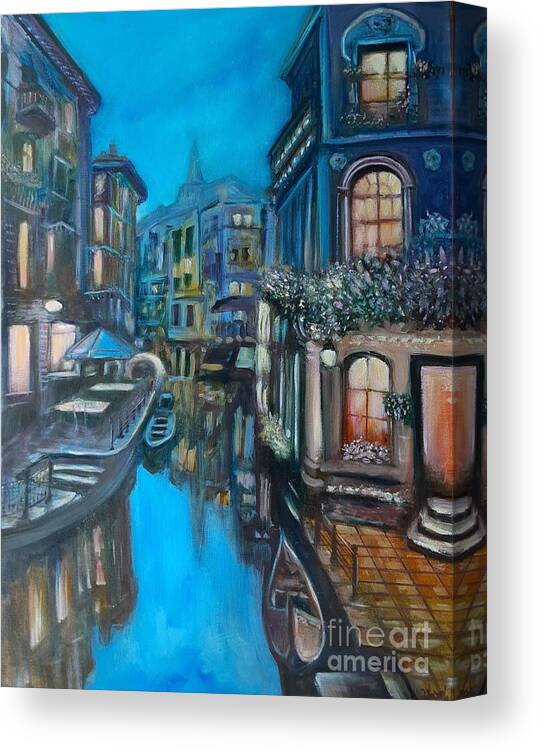 Venice Canvas Print featuring the painting Evening in Venice #1 by Deborah Nell