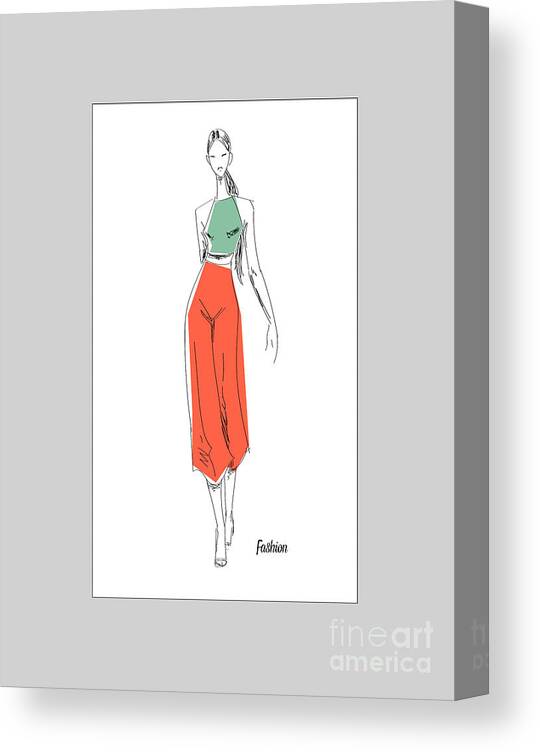 Sketch Canvas Print featuring the digital art Fashion Plate Parisienne en Vogue #1 by Carlos V