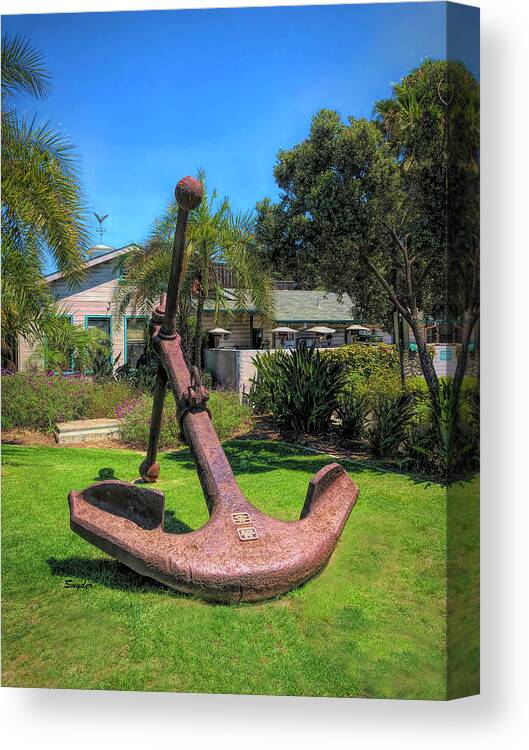 Anchor Canvas Print featuring the photograph Giant Anchor at Santa Barbara Yacht Club #1 by Floyd Snyder