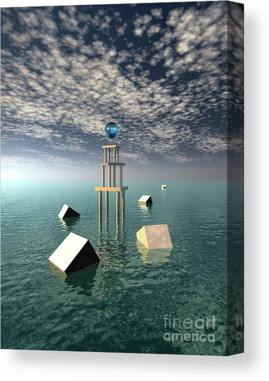 Clouds Canvas Print featuring the digital art Glowing Blue Orb by Phil Perkins