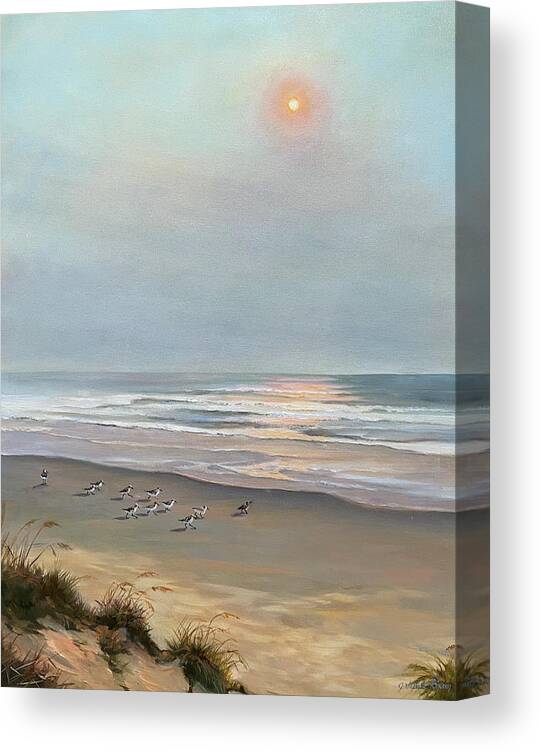 Beach Canvas Print featuring the painting Hazy Day by Judy Rixom