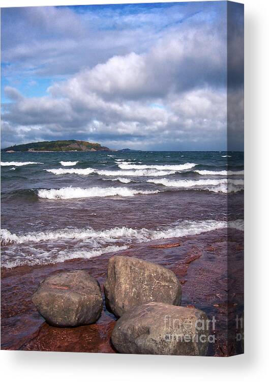 Marquette Canvas Print featuring the photograph Lake Superior Waves #1 by Phil Perkins