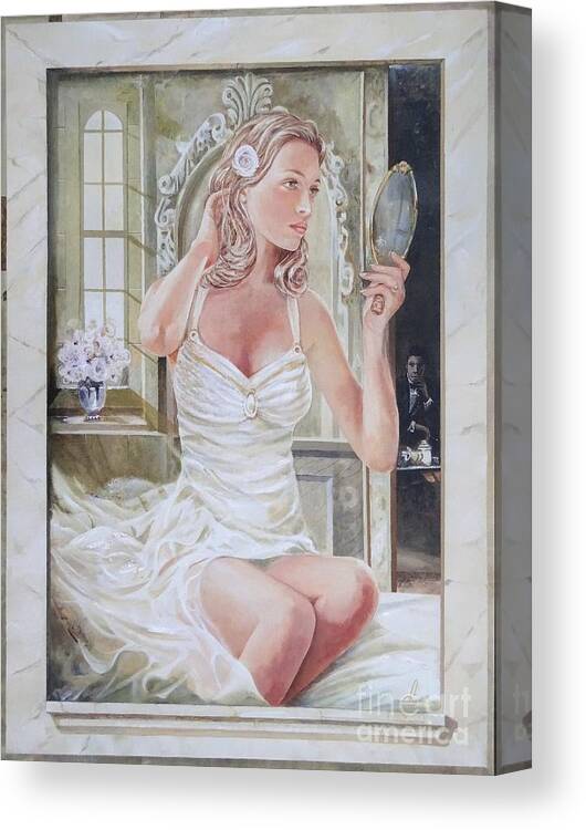 Original Painting On Linen Canvas Print featuring the painting Morning Beauty #2 by Sinisa Saratlic