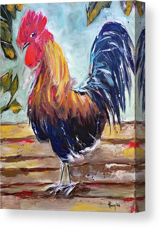 Rooster Canvas Print featuring the painting Randy Rooster by Roxy Rich