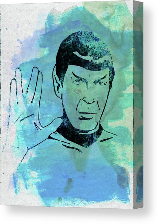 Spock Canvas Print featuring the mixed media Spock Watercolor #1 by Naxart Studio