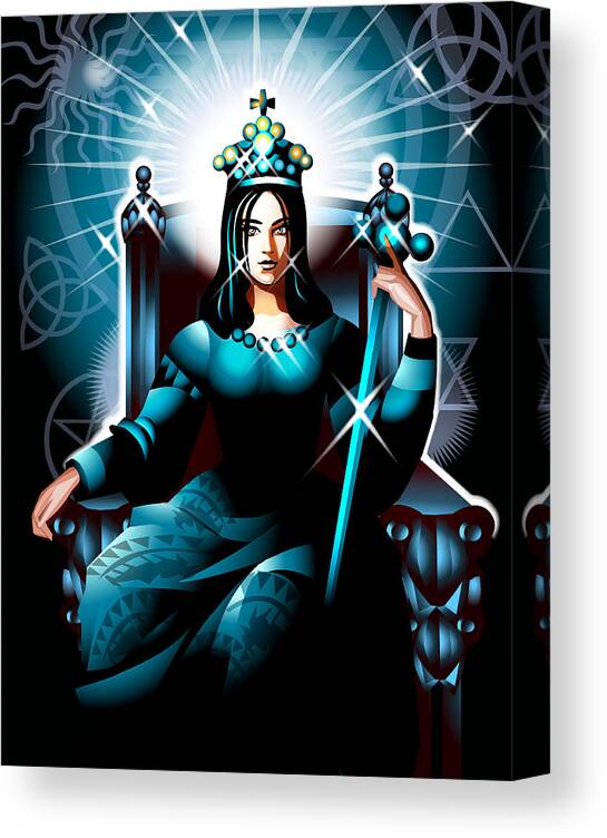 Crown Canvas Print featuring the drawing Tarot empress representation #1 by New Vision Technologies Inc
