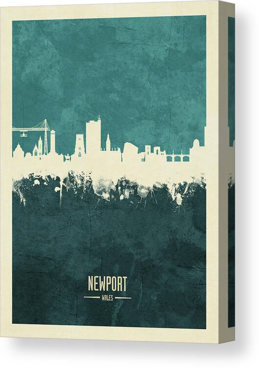 Newport Canvas Print featuring the digital art Newport Wales Skyline #11 by Michael Tompsett