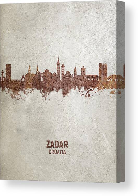 Zadar Canvas Print featuring the digital art Zadar Croatia Skyline #14 by Michael Tompsett