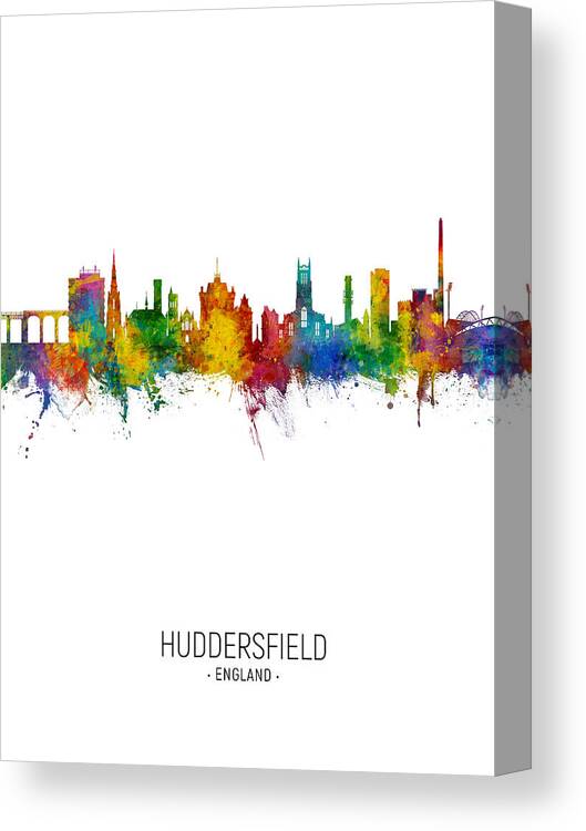 Huddersfield Canvas Print featuring the digital art Huddersfield England Skyline #15 by Michael Tompsett