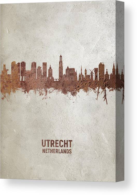 Utrecht Canvas Print featuring the digital art Utrecht The Netherlands Skyline #15 by Michael Tompsett