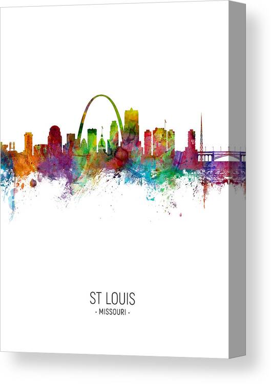 St Louis Canvas Print featuring the digital art St Louis Missouri Skyline #17 by Michael Tompsett