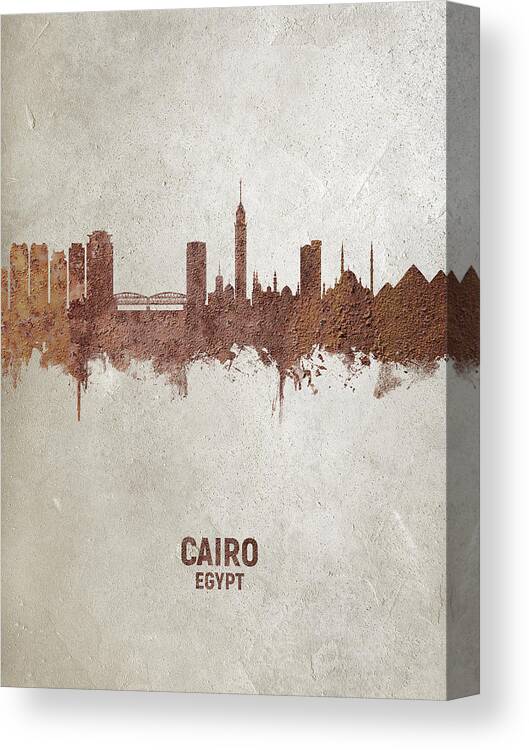 Cairo Canvas Print featuring the digital art Cairo Egypt Skyline #18 by Michael Tompsett