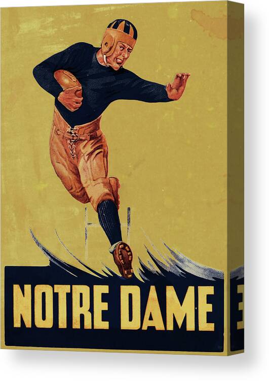 Notre Dame Canvas Print featuring the mixed media 1935 Notre Dame Football Art by Row One Brand