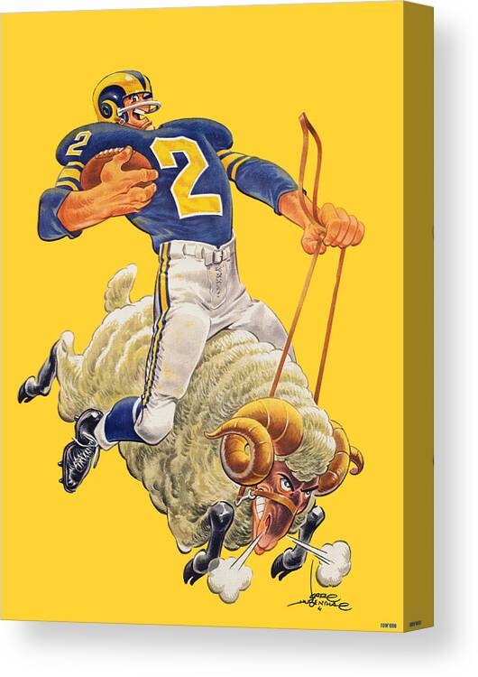 La Canvas Print featuring the mixed media 1959 Los Angeles Rams Art by Row One Brand