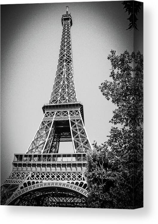 France Canvas Print featuring the photograph Eiffel Tower in Black and White #2 by Jim Feldman