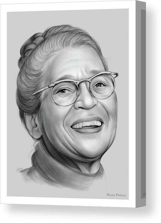 Rosa Parks Canvas Print featuring the drawing Rosa Parks #2 by Greg Joens