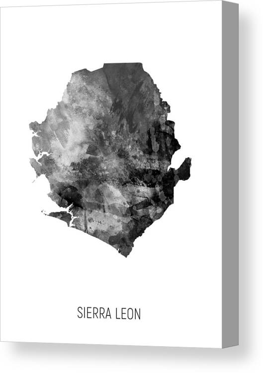 Sierra Leon Canvas Print featuring the digital art Sierra Leon Watercolor Map #2 by Michael Tompsett