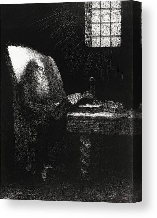 Noirs Canvas Print featuring the painting The Reader #3 by Odilon Redon