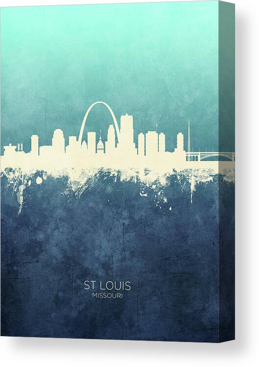 St Louis Canvas Print featuring the digital art St Louis Missouri Skyline #20 by Michael Tompsett