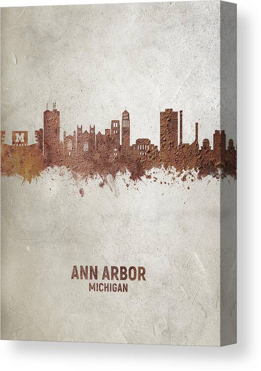 Ann Arbor Canvas Print featuring the digital art Ann Arbor Michigan Skyline #21 by Michael Tompsett