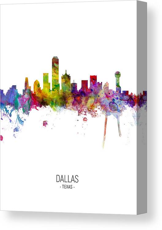 Dallas Canvas Print featuring the photograph Dallas Texas Skyline #21 by Michael Tompsett