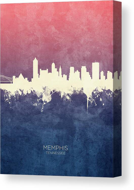 Memphis Canvas Print featuring the digital art Memphis Tennessee Skyline #21 by Michael Tompsett