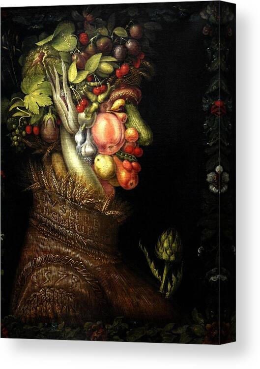  Canvas Print featuring the painting Summer #1 by Giuseppe Arcimboldo