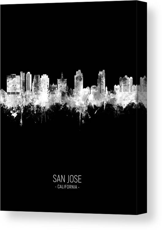 San Jose Canvas Print featuring the digital art San Jose California Skyline #23 by Michael Tompsett