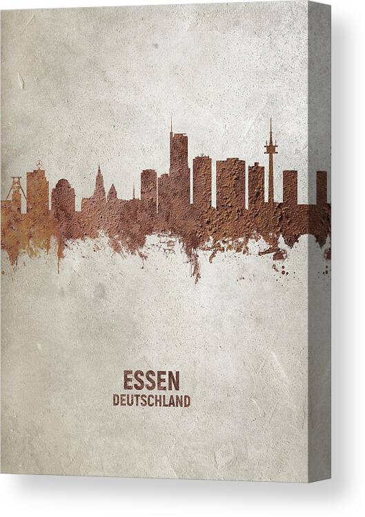 Essen Canvas Print featuring the digital art Essen Germany Skyline #24 by Michael Tompsett
