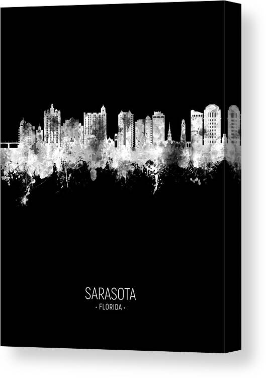 Sarasota Canvas Print featuring the digital art Sarasota Florida Skyline #25 by Michael Tompsett