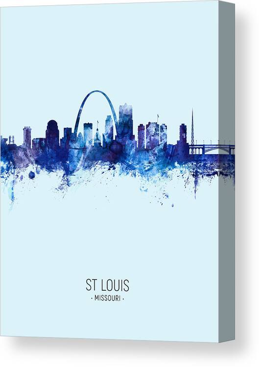 St Louis Canvas Print featuring the digital art St Louis Missouri Skyline #26 by Michael Tompsett