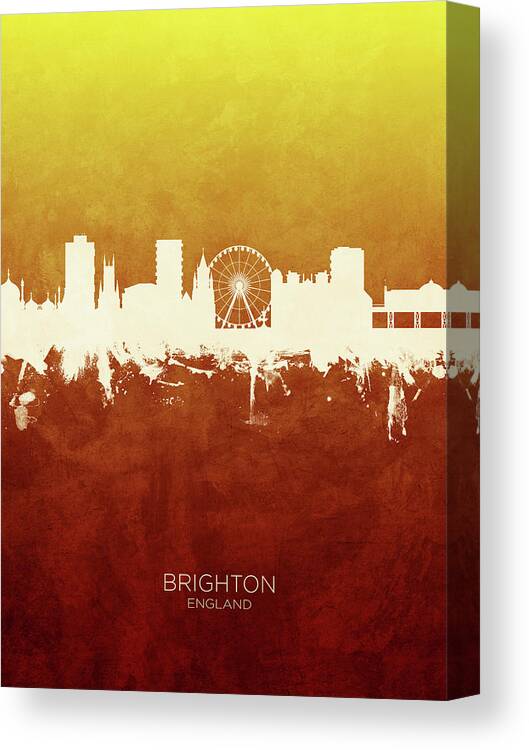 Brighton Canvas Print featuring the digital art Brighton England Skyline #28 by Michael Tompsett
