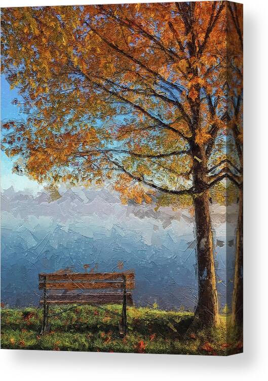 Tree Canvas Print featuring the digital art Autumn is Here #3 by TintoDesigns