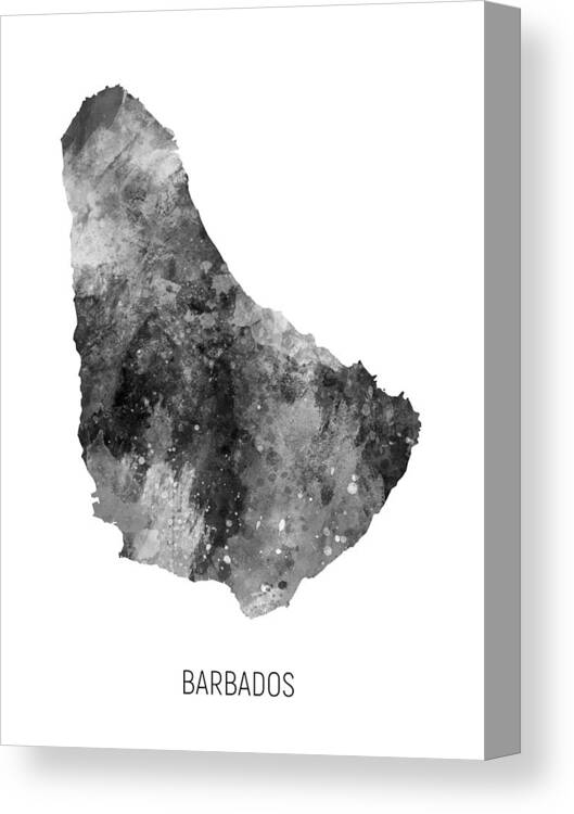 Barbados Canvas Print featuring the digital art Barbados Watercolor Map #3 by Michael Tompsett