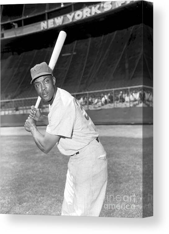 People Canvas Print featuring the photograph Monte Irvin by Kidwiler Collection