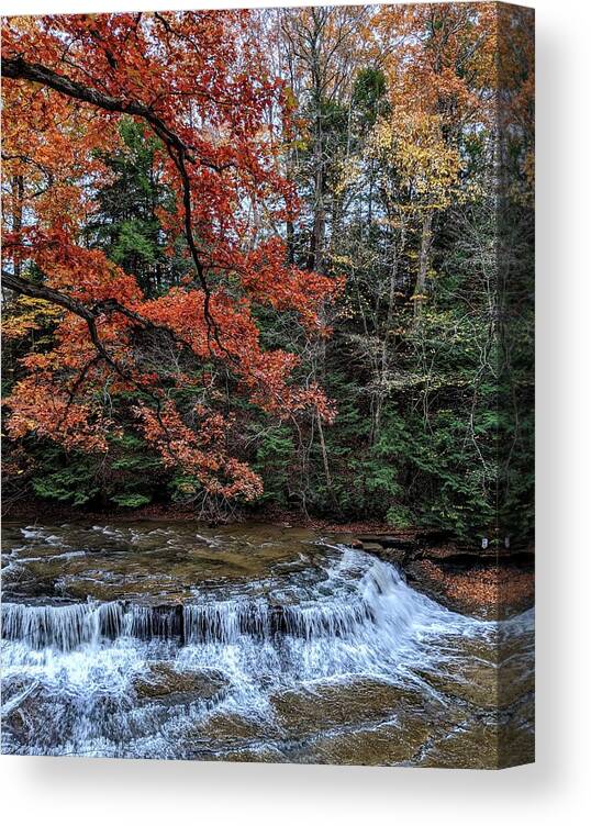 South Chagrin Reservation Canvas Print featuring the photograph Quarry Rock Falls in the Fall by Brad Nellis