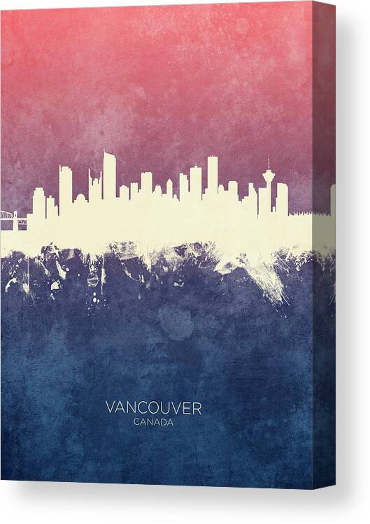 Vancouver Canvas Print featuring the digital art Vancouver Canada Skyline #33 by Michael Tompsett