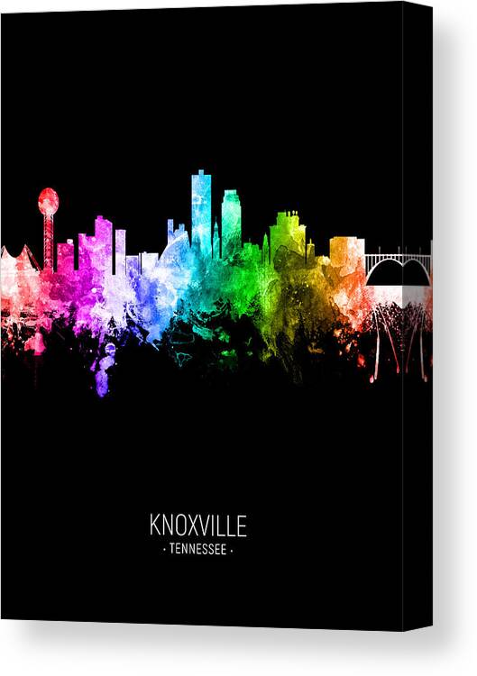 Knoxville Canvas Print featuring the digital art Knoxville Tennessee Skyline #34 by Michael Tompsett