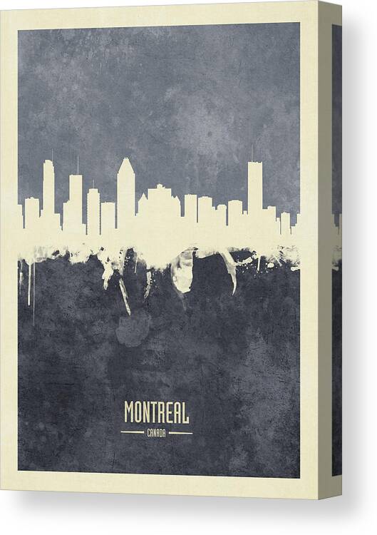 Montreal Canvas Print featuring the digital art Montreal Canada Skyline #34 by Michael Tompsett
