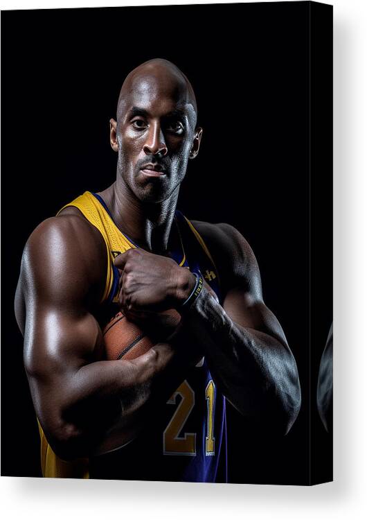 Maximalist Famous Sports Athletes Kobe Bryant Art Canvas Print featuring the painting Maximalist famous sports athletes Kobe Bryant  by Asar Studios #4 by Celestial Images