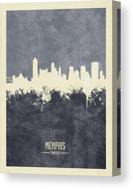 Memphis Canvas Print featuring the digital art Memphis Tennessee Skyline #40 by Michael Tompsett