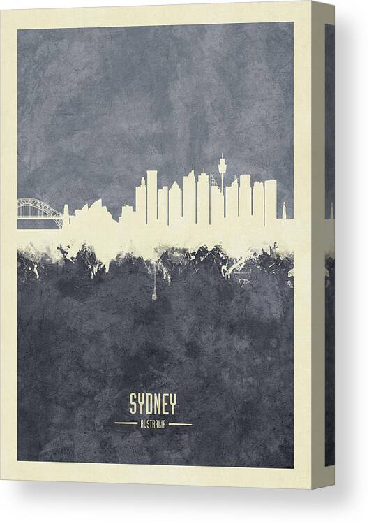 Sydney Canvas Print featuring the digital art Sydney Australia Skyline #41 by Michael Tompsett